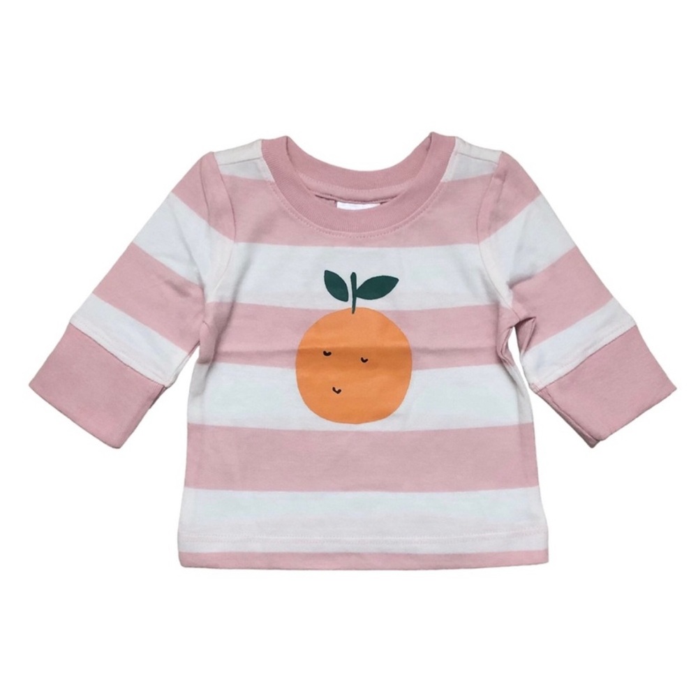 NWT Hanna Andersson Pink Stripe Orange Fruit Tee